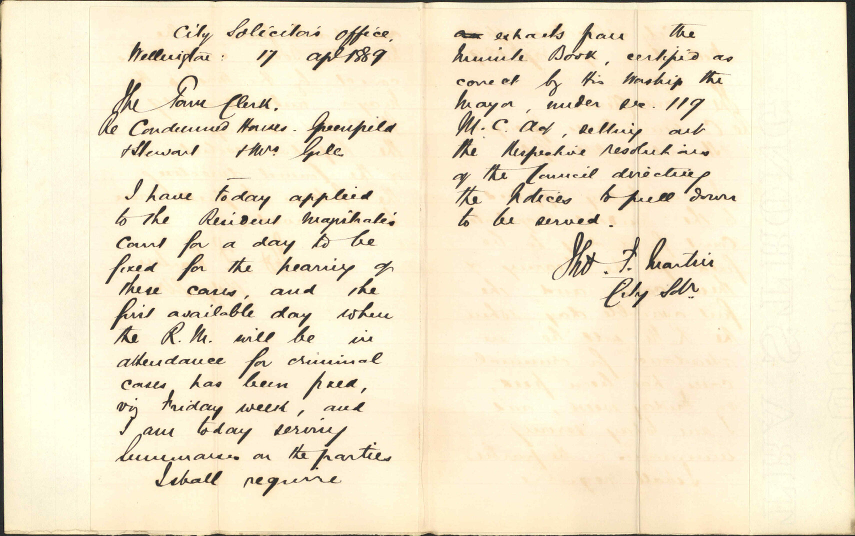 Condemned houses in Molesworth Street - City Solicitor