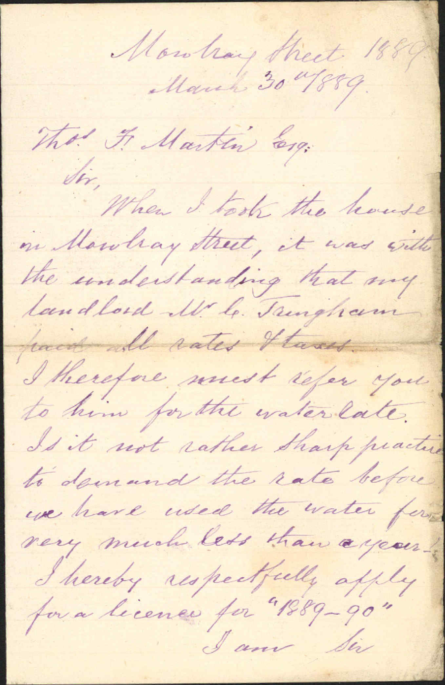 Water closet fee - William Martin