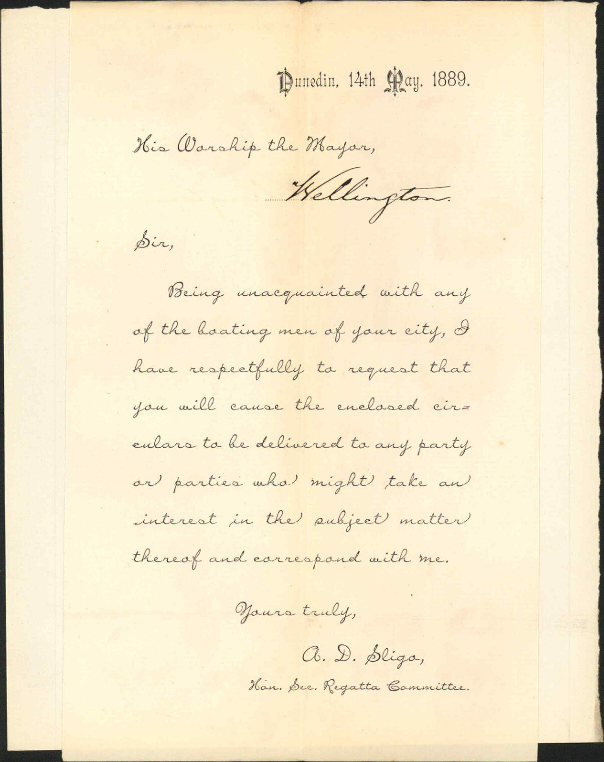 Proposed regatta - Dunedin Regatta Committee