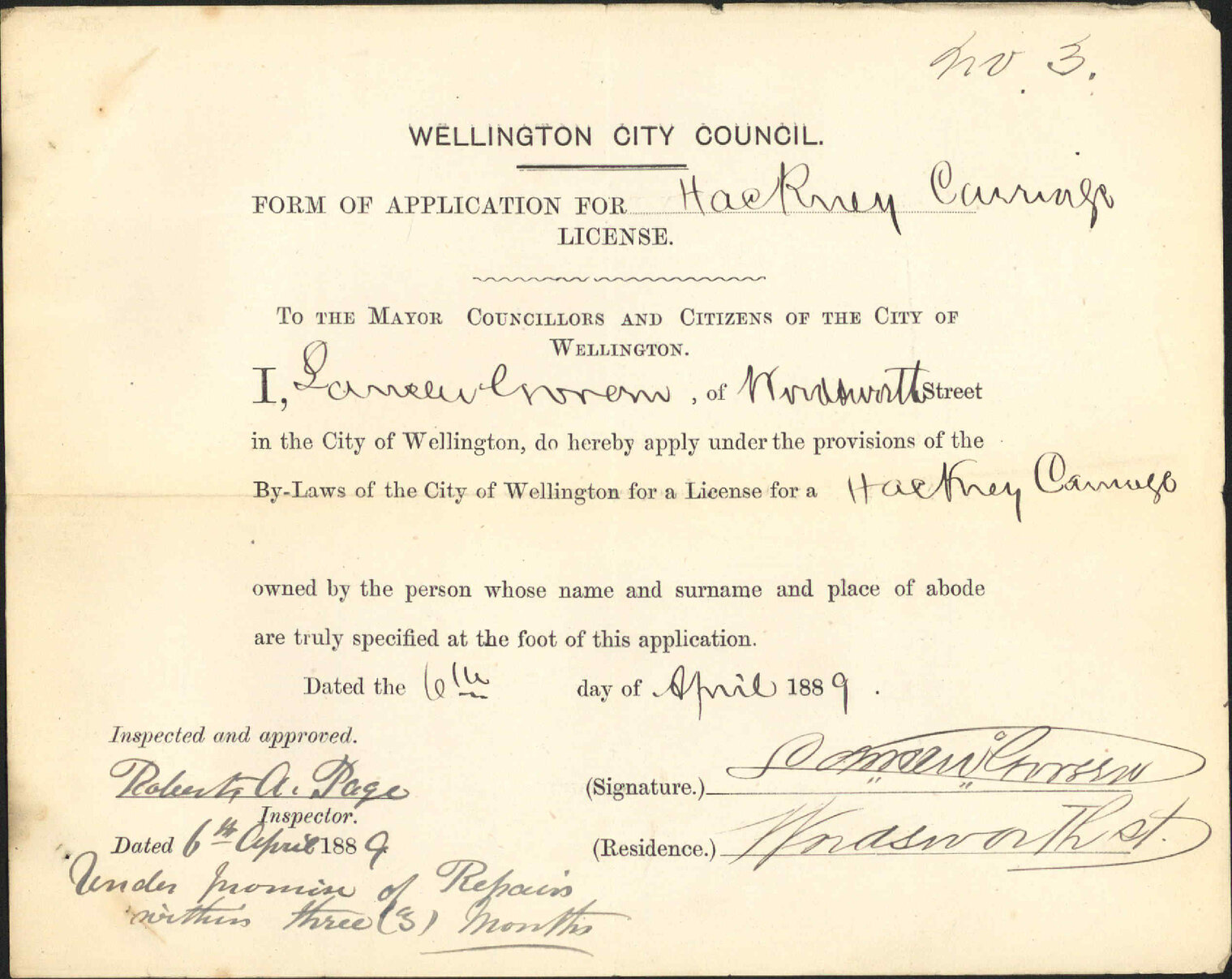Hackney carriage license - L McGovern