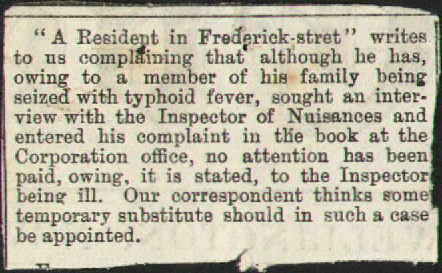 Report regarding Frederick Street - Inspector of Nuisances
