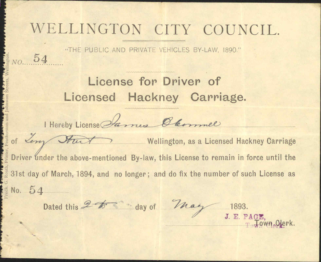 Driver's license - J O'Connell