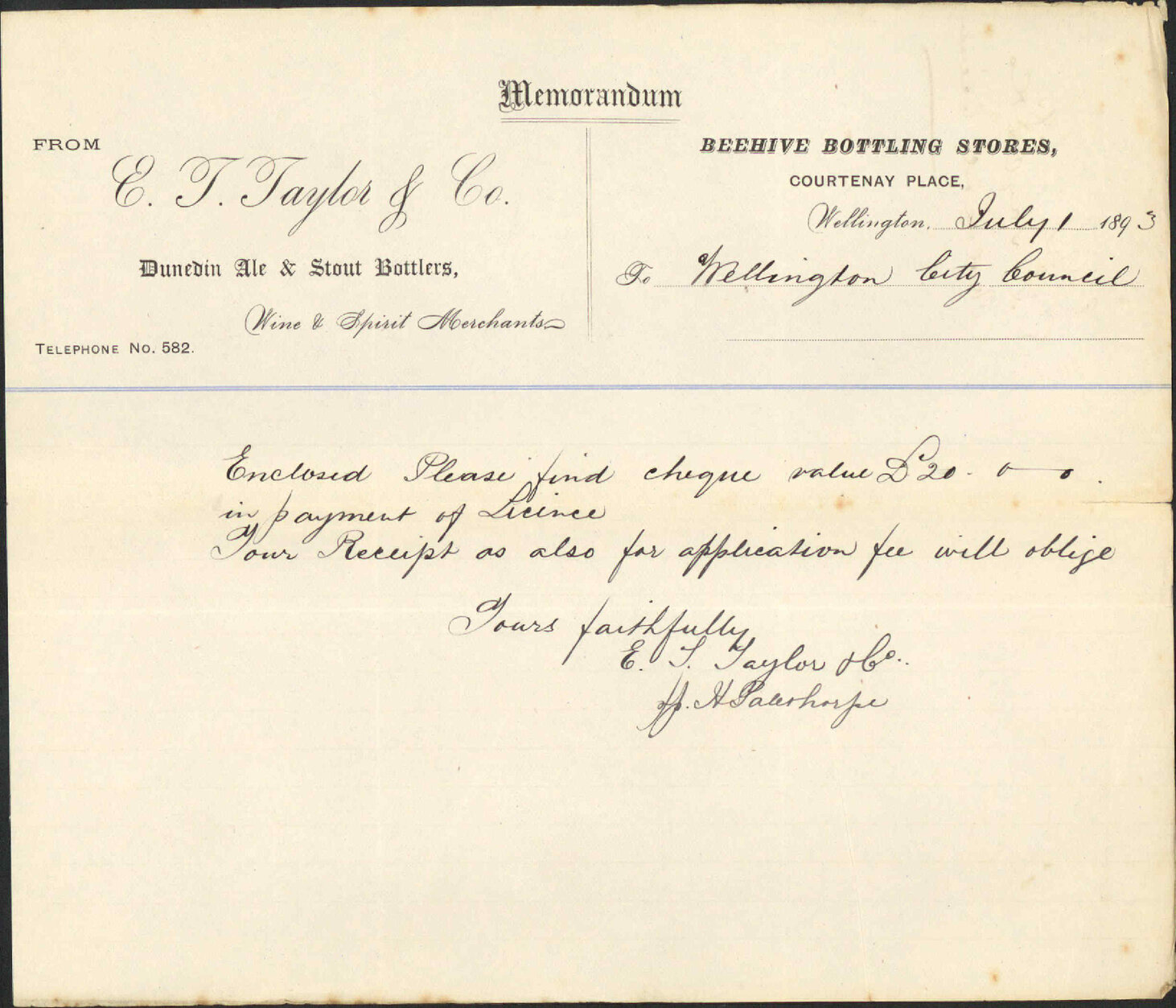 Wholesale license - E T Taylor &amp; Company