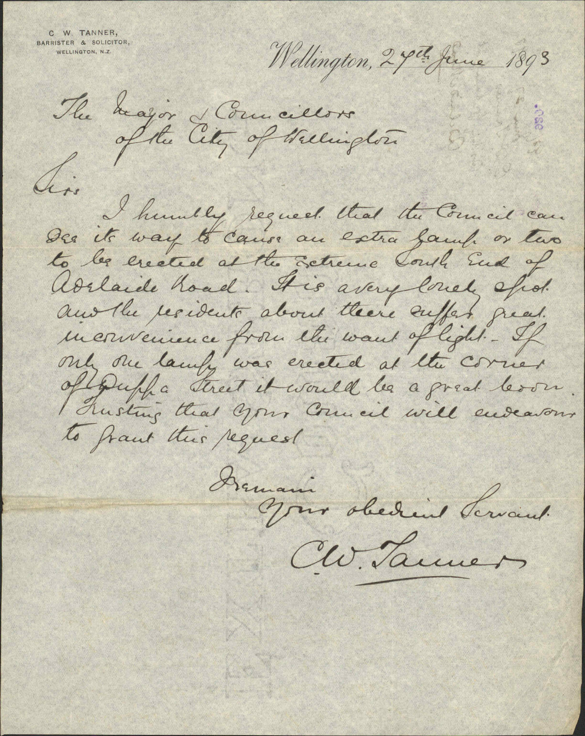Asking for lamp at Adelaide Road - C W Tanner