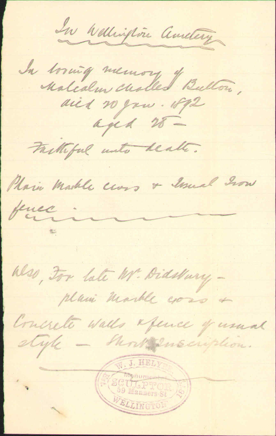 Tombstone at Cemetery - W J Helyer