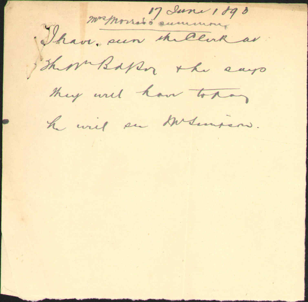 Her account for rates - Mrs Morris, Hastings