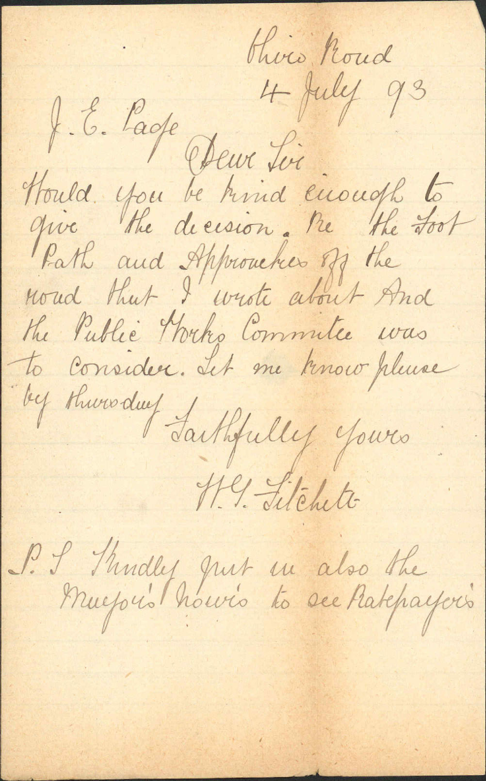 Enquiry regarding Ohiro Road - W S Fitchett