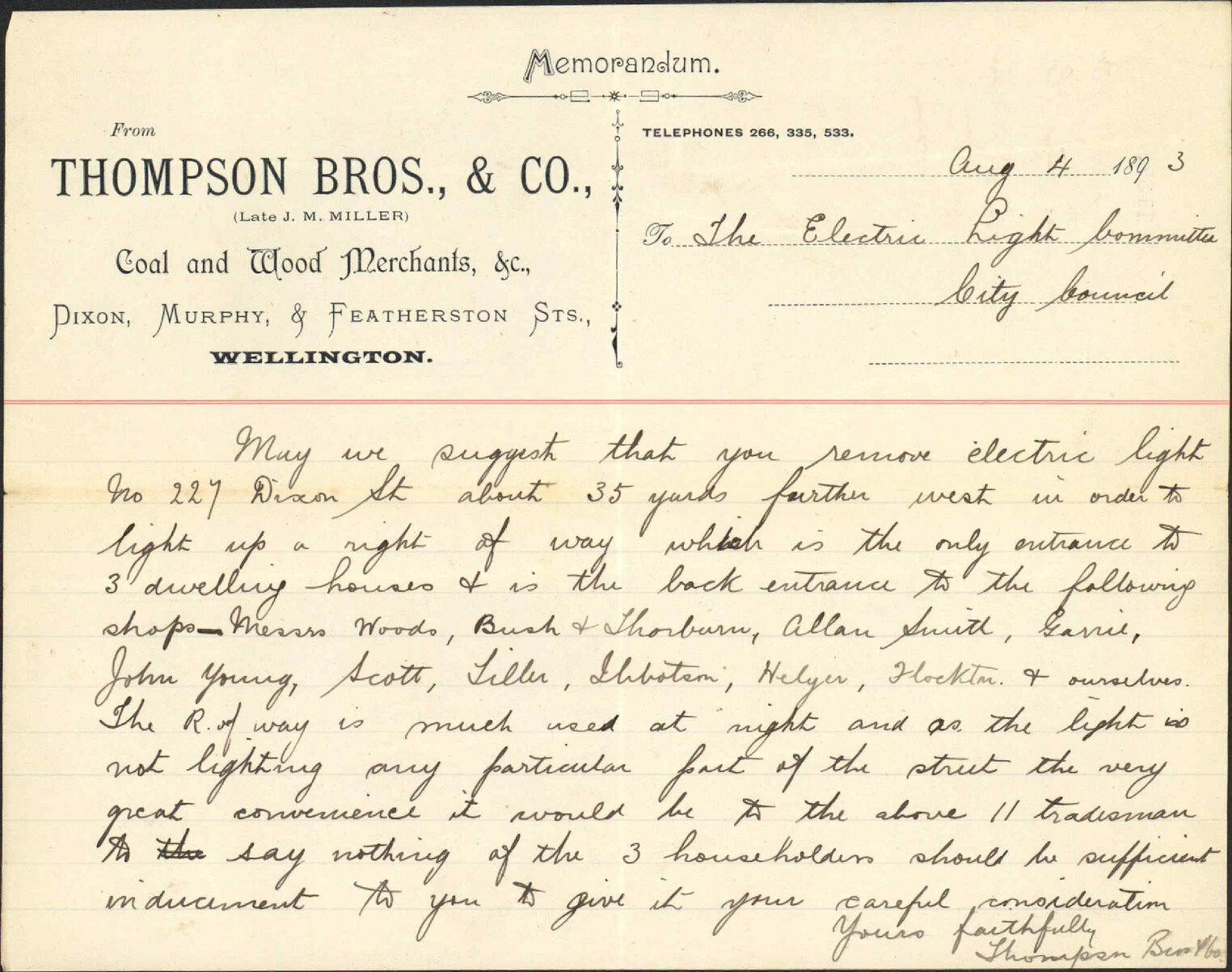 Lamp in Dixon Street - Thompson Bros &amp; Company