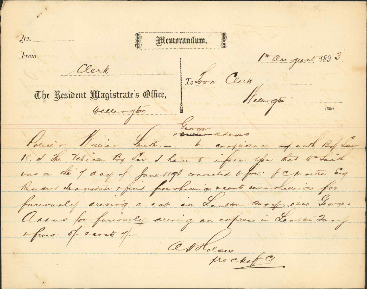 Cab drivers - Clerk, Resident Magistrate's Office