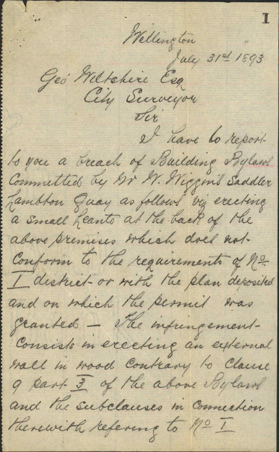 W W Wiggins and building regulations - City Surveyor