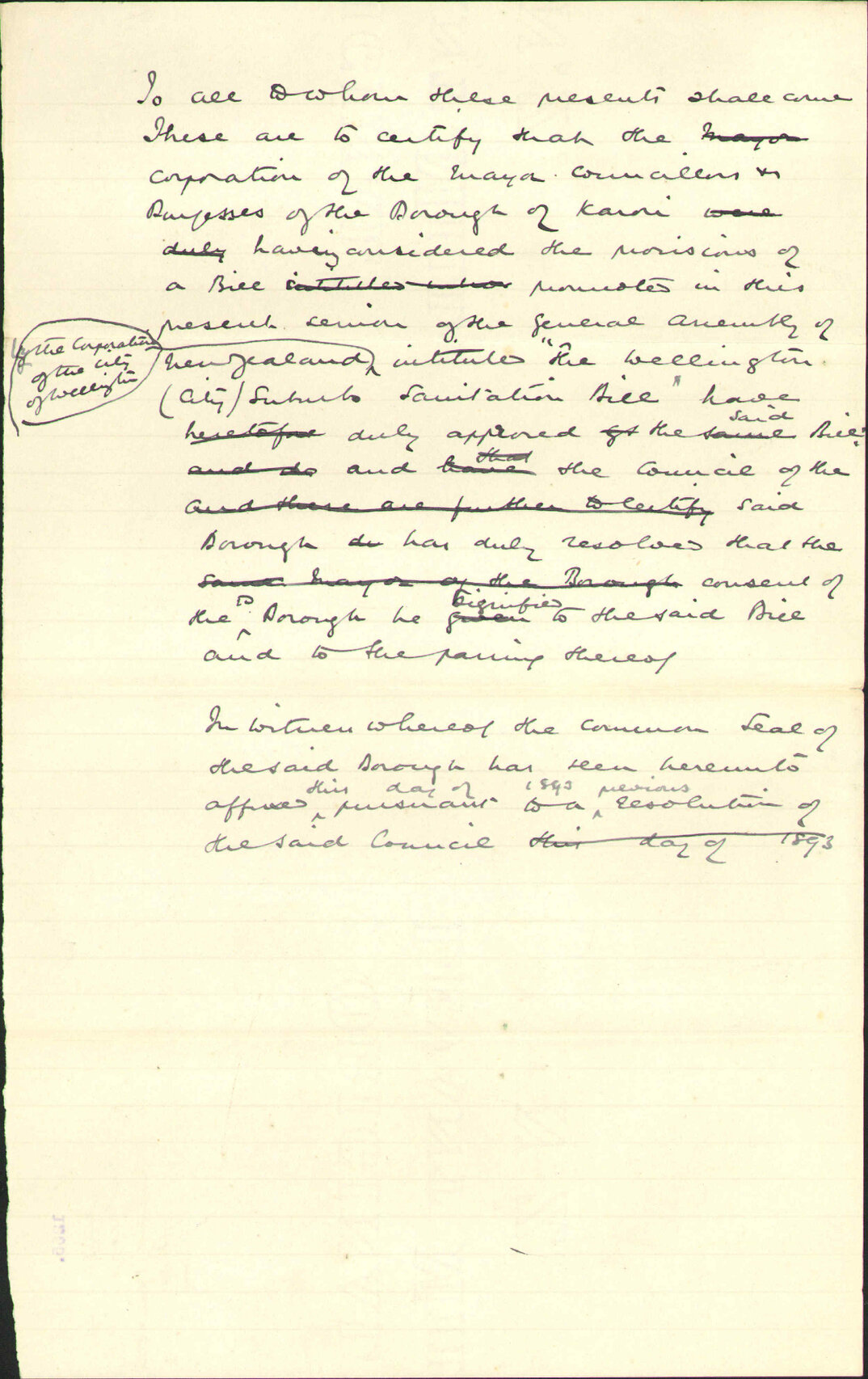 Karori and Sanitation Bill - the Mayor