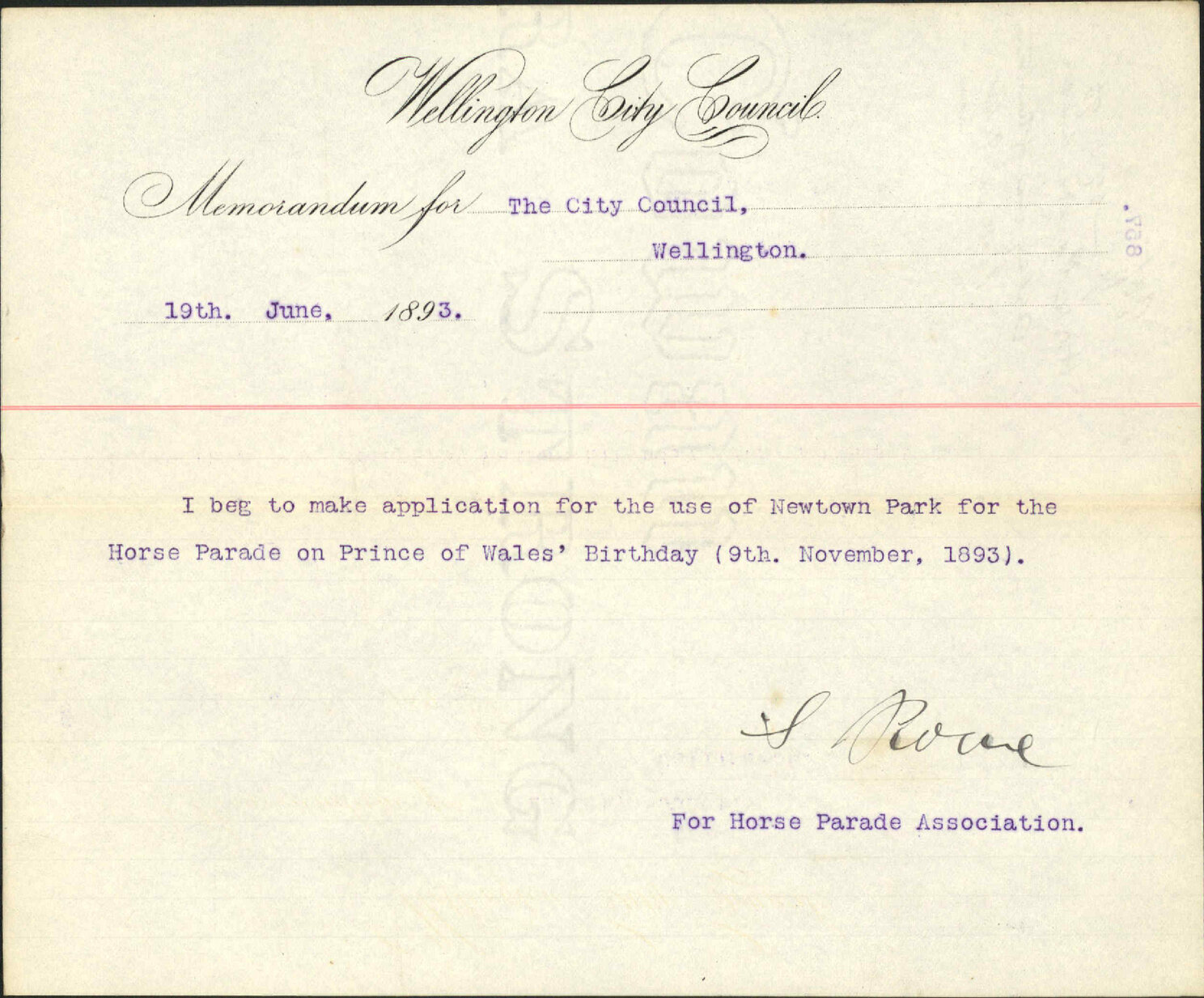 Asking use of Newtown Park on 9 November - Horse Parade Association