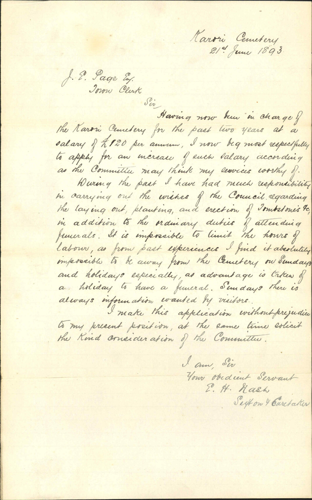 Asking increase of salary - the Sexton, Karori