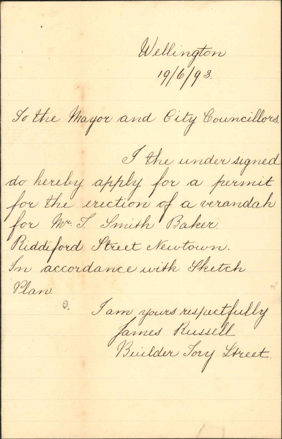 Application regarding verandah - James Russell