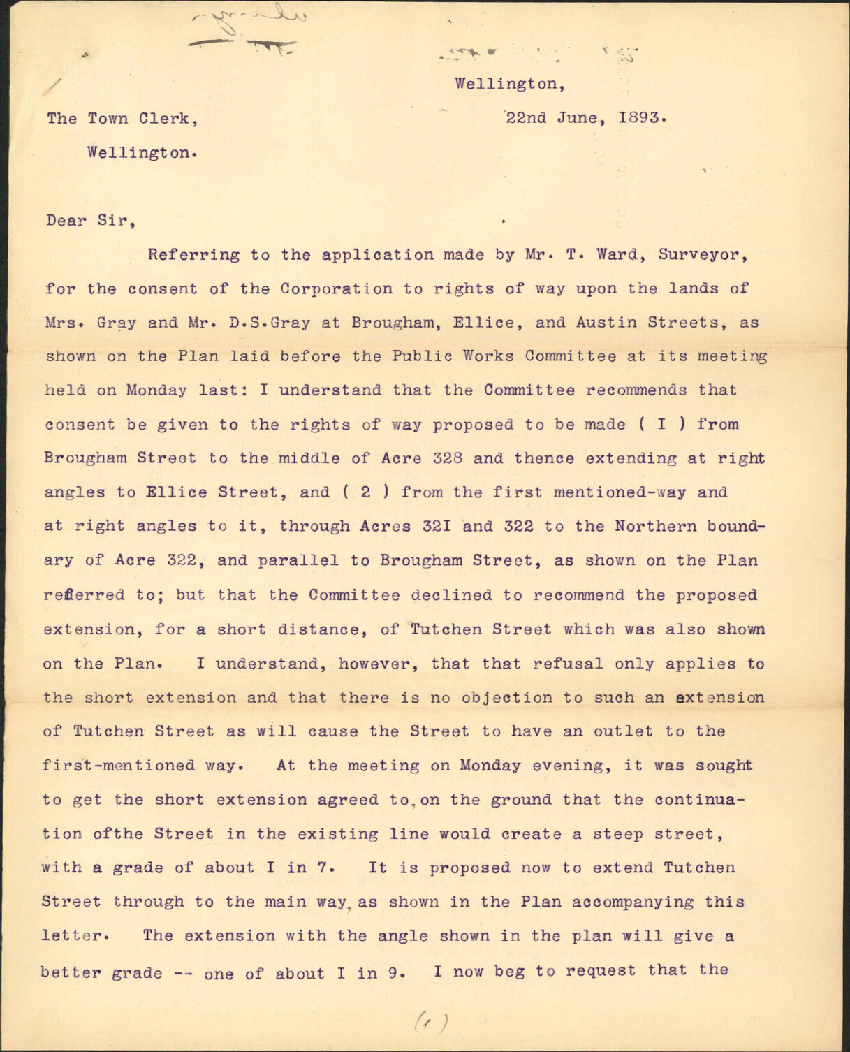 Further regarding rights-of-way, Brougham Street - A Gray