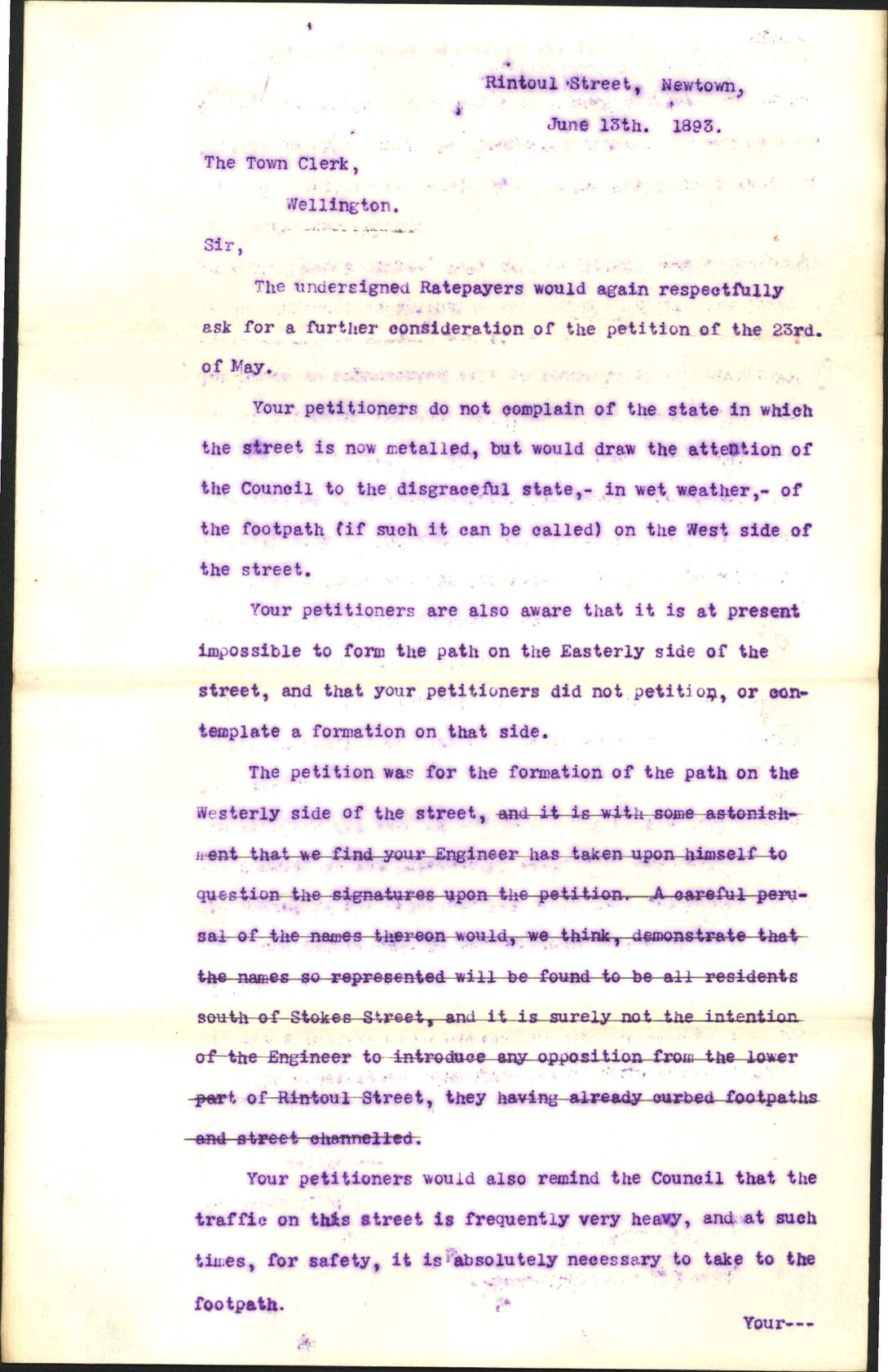 Further regarding Rintoul Street - J S Rutter and others