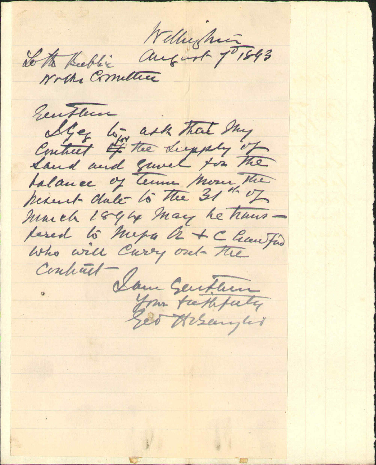 His contract for sand and gravel - G H Baylis