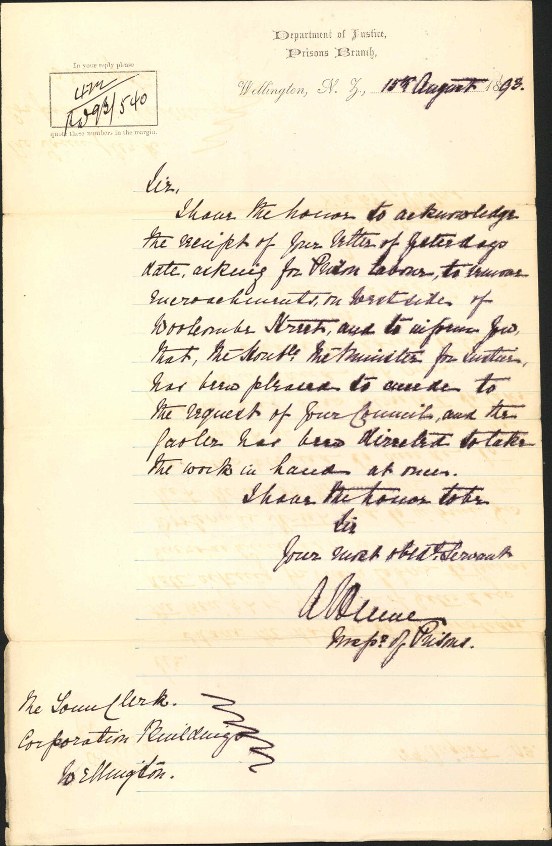 Woolscombe Street - Commissioner of Prisons