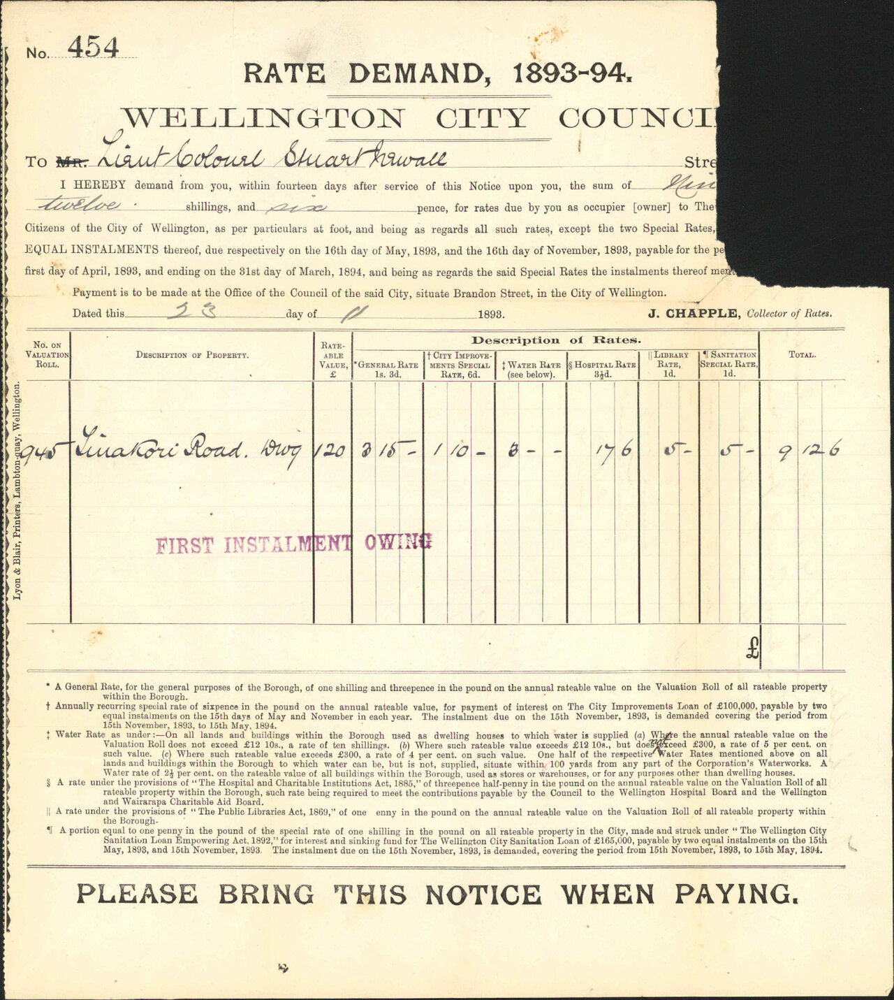 Rates - Lieutenant Colonel Newall