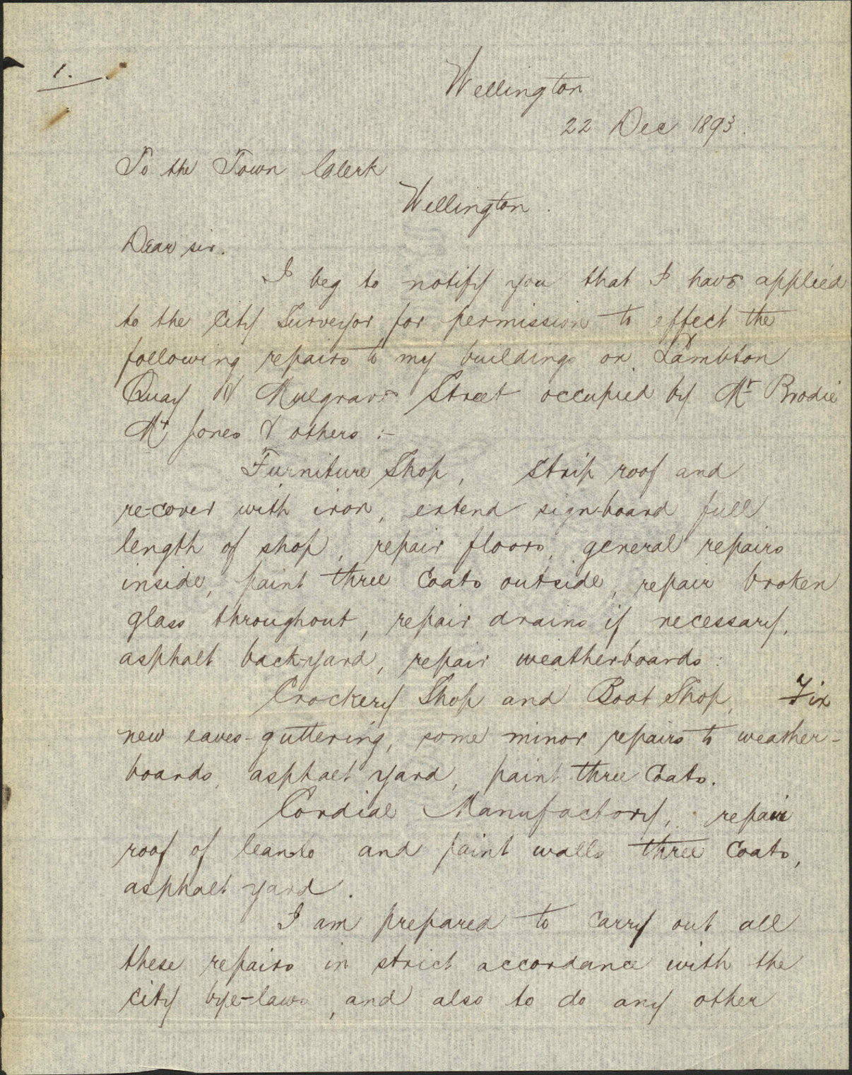 Repairs to old buildings on Lambton Quay - Albert Lockie