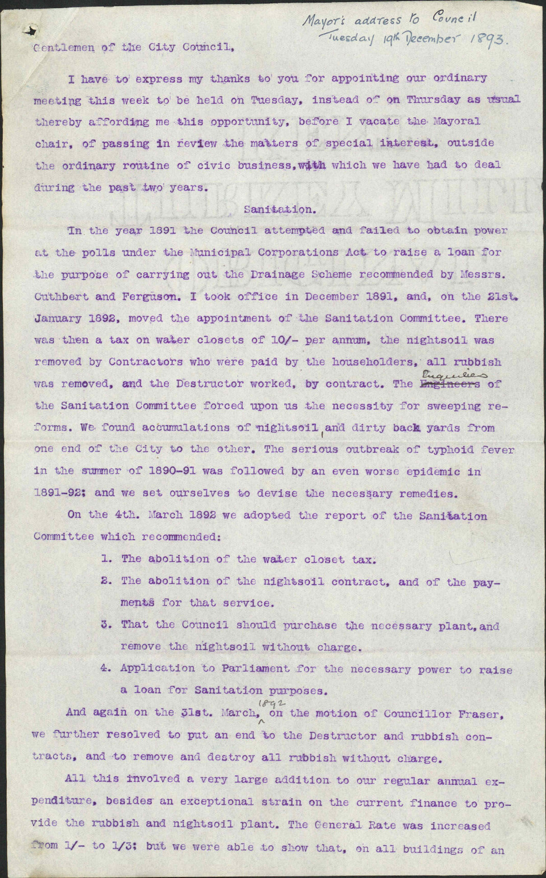 Address on acting from office - The Mayor