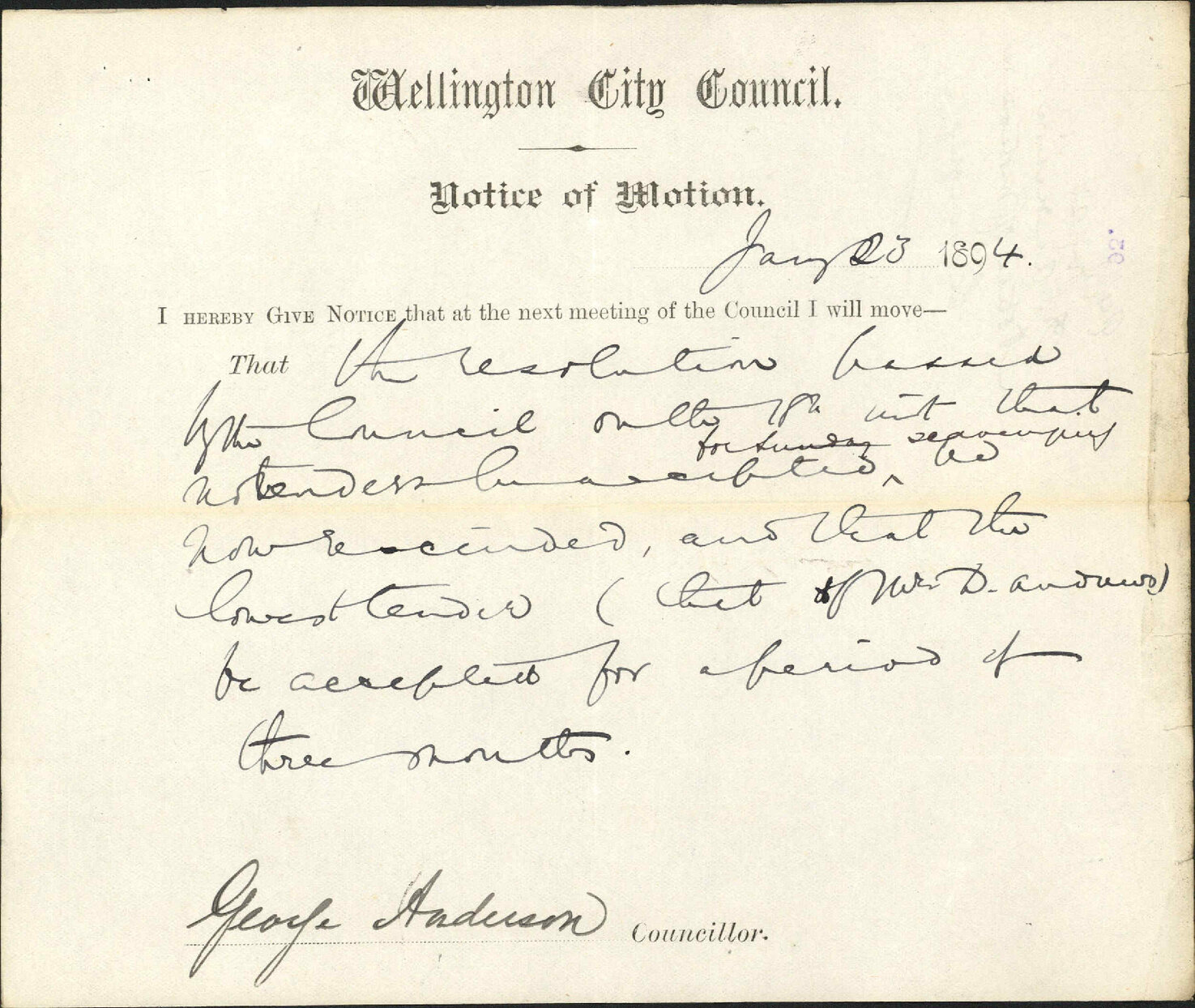 Notice of motion regarding scavenging - Councillor Andrews