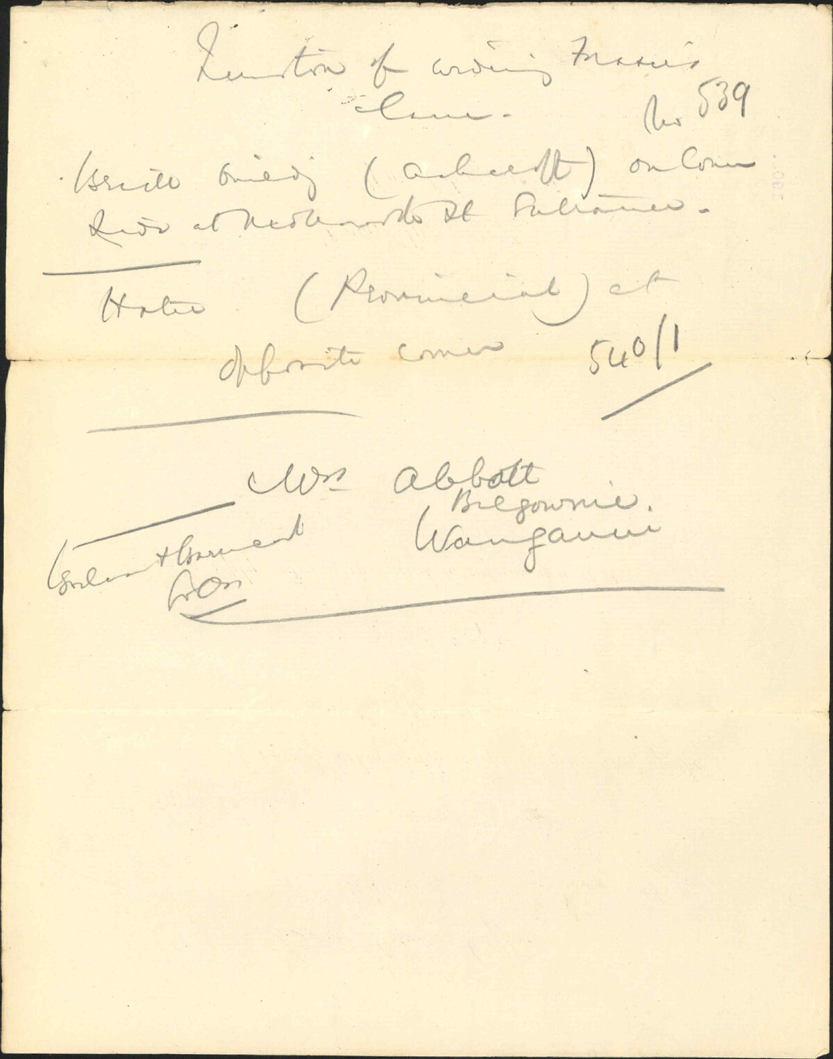 Proposed widening of Francis Lane - Mrs Abbott, Wanganui