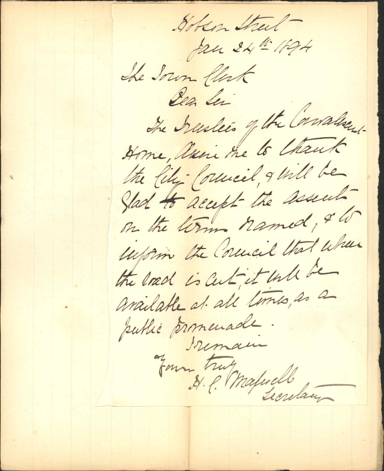 Road to convalescent home - Mrs Maxwell