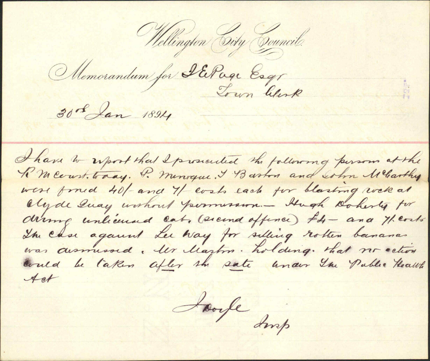 Reporting prosecutions - Inspector of Nuisances