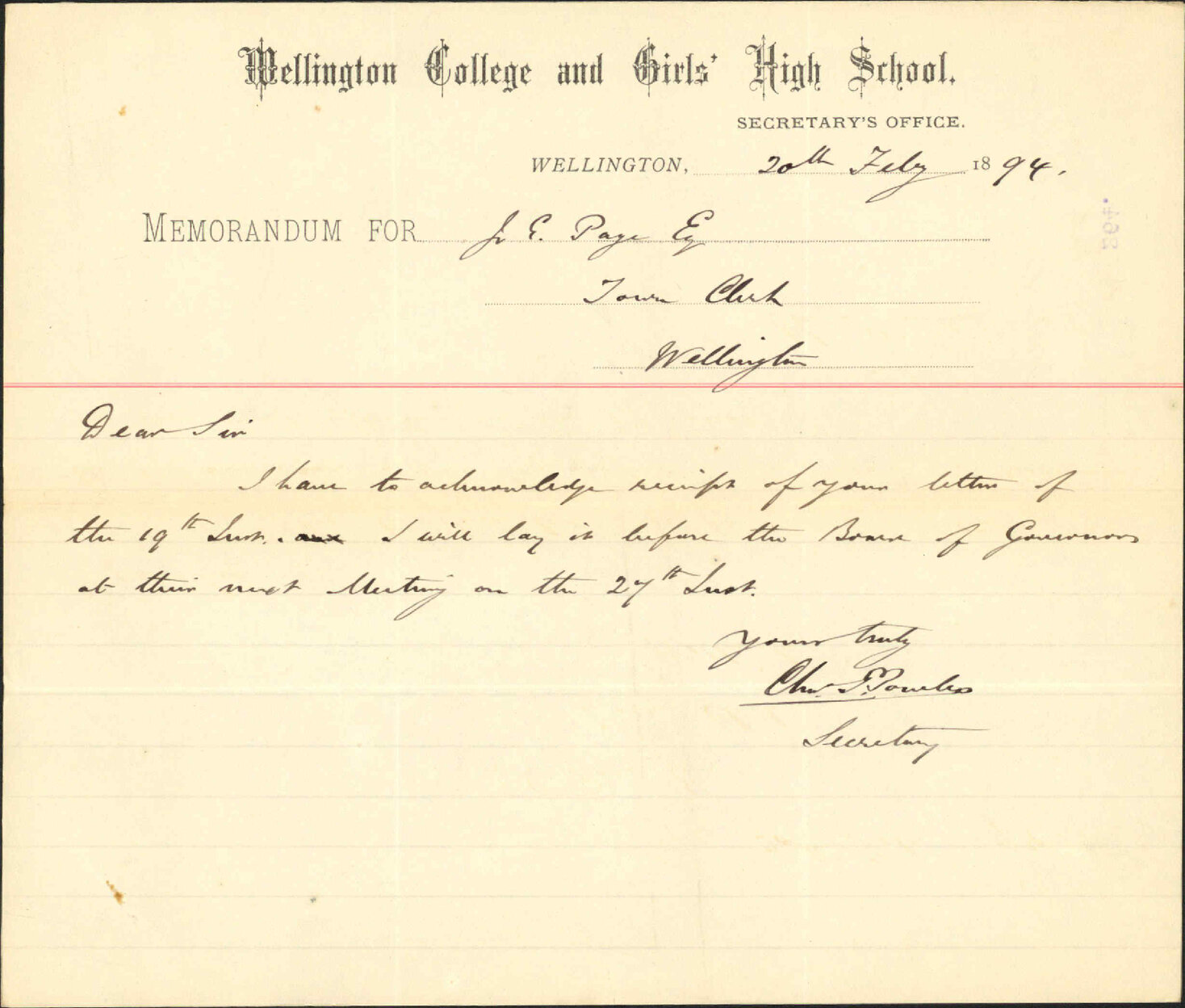 Rates - Wellington College Governors