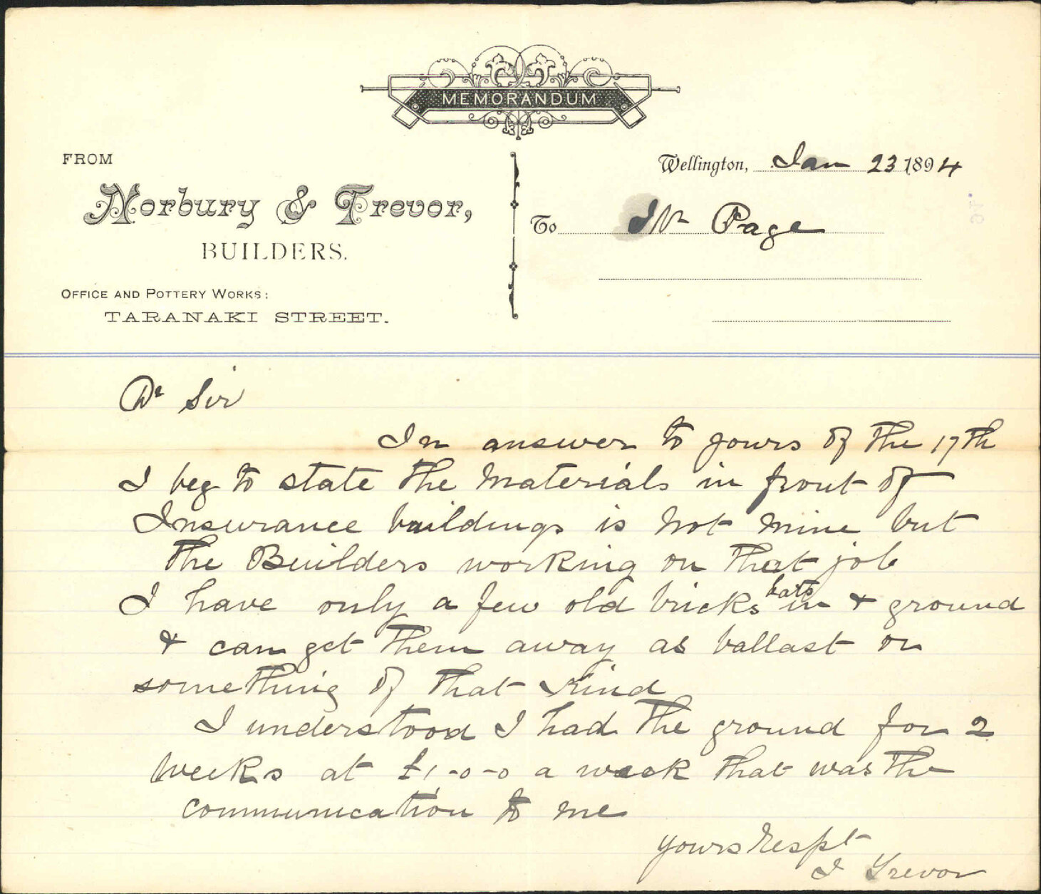 Land in front of Government Post Office - James Trevor