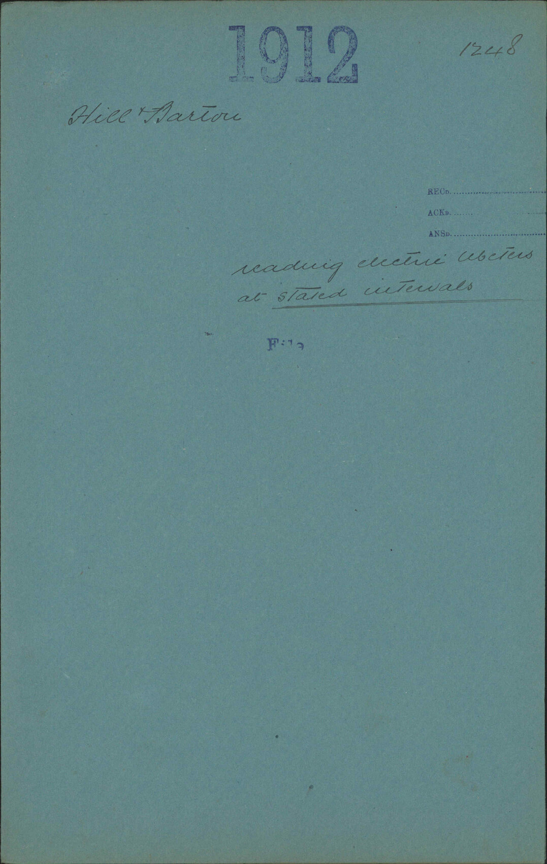Reading electric meters at stated intervals - Hill and Barton