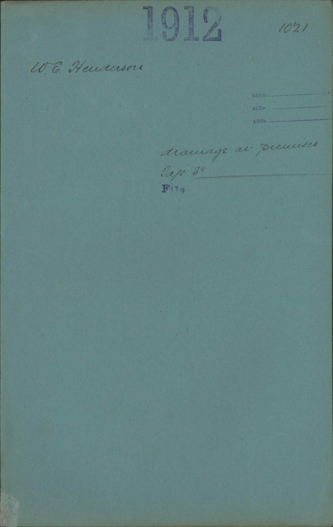 Drainage at premises, 12 Taft Street - W E Henderson