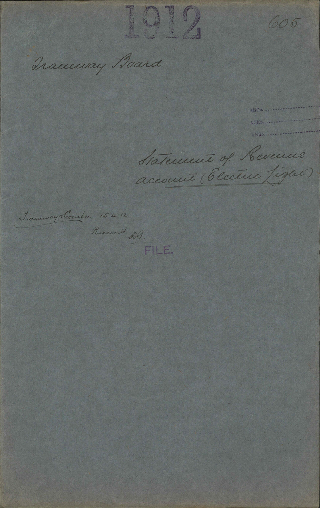 Statement of Revenue account (Electric Light) - Tramway Board