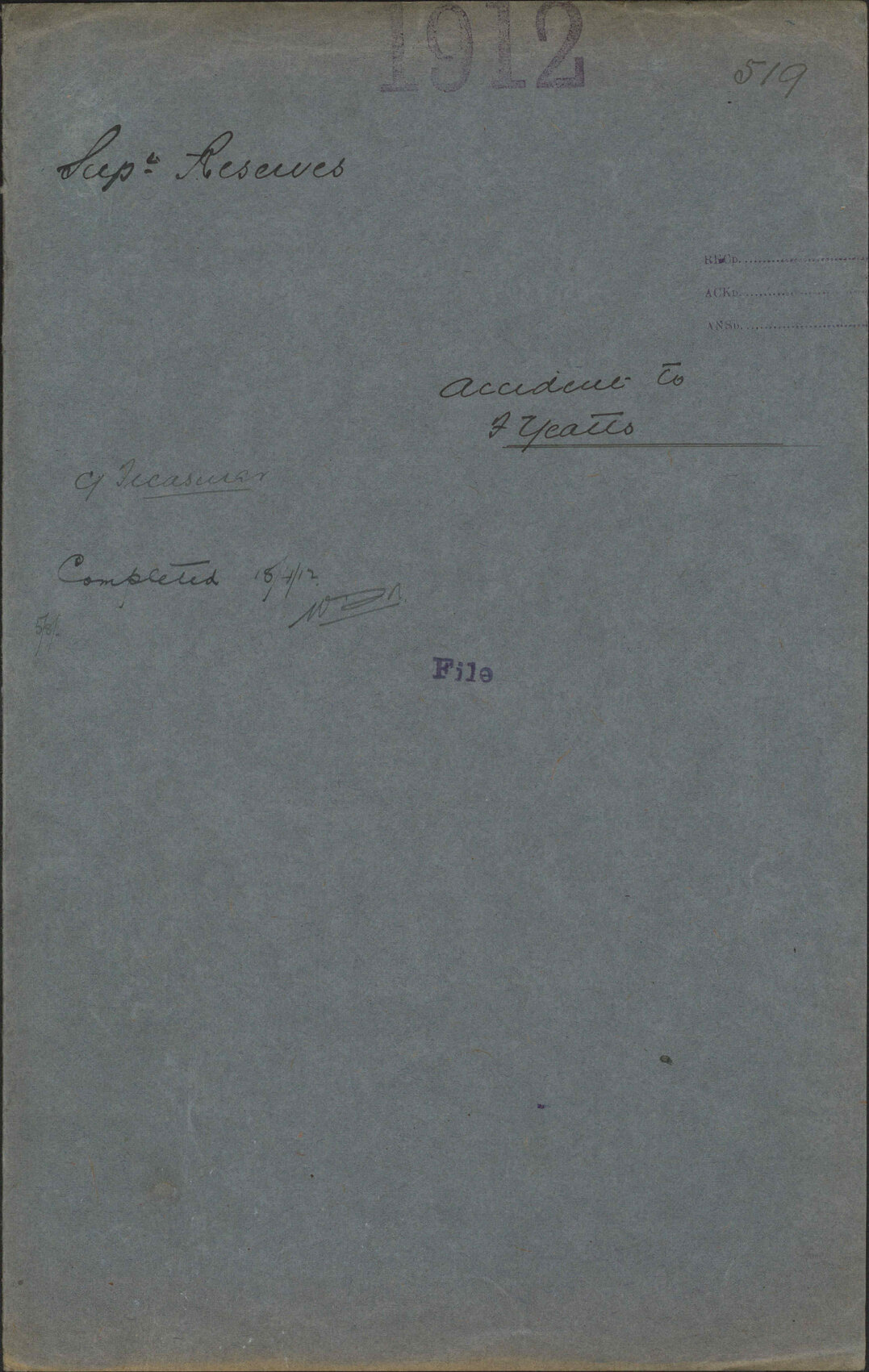 Accident to F Yeatts - Superintendent of Reserves