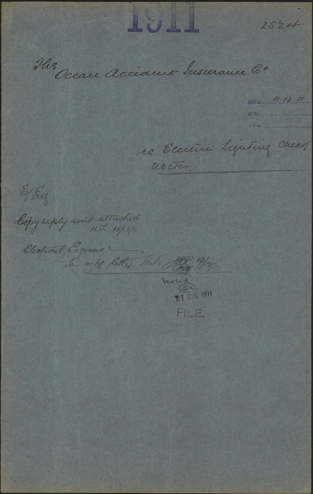 Re Electric Lighting Check Meter - The Ocean Accident and Insurance Co