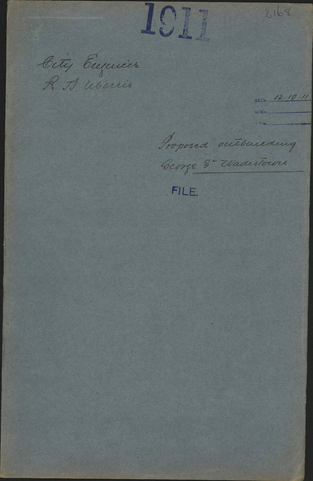 Proposed outbuilding, George Street, Wadestown - City Engineer; R B Morris