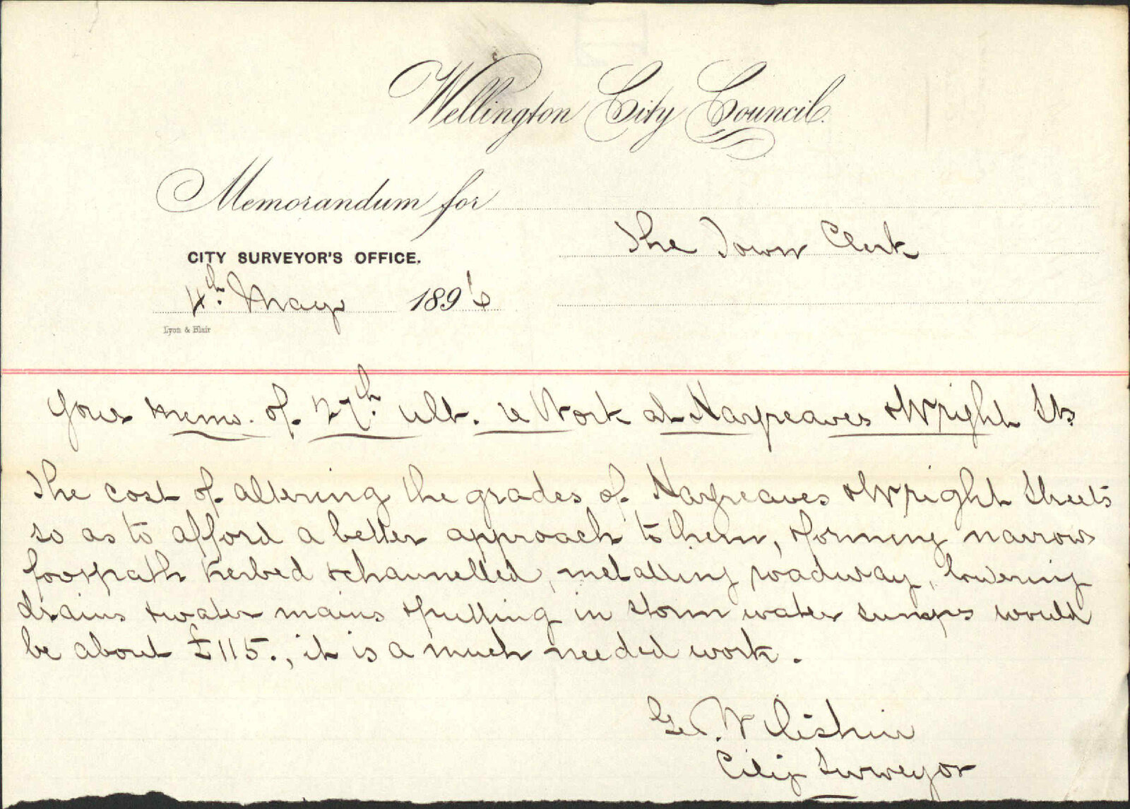 Work at Hargraves and Wright Streets - City Surveyor