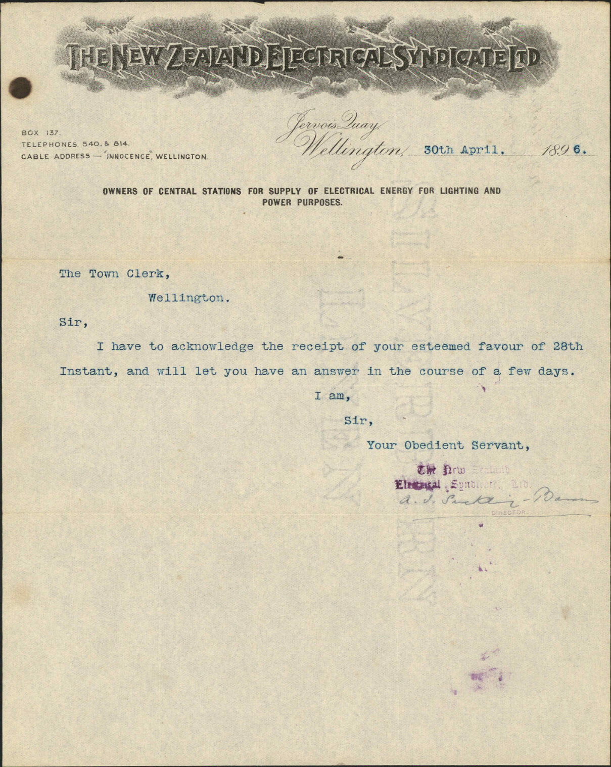 Change of system - New Zealand Electrical Syndicate