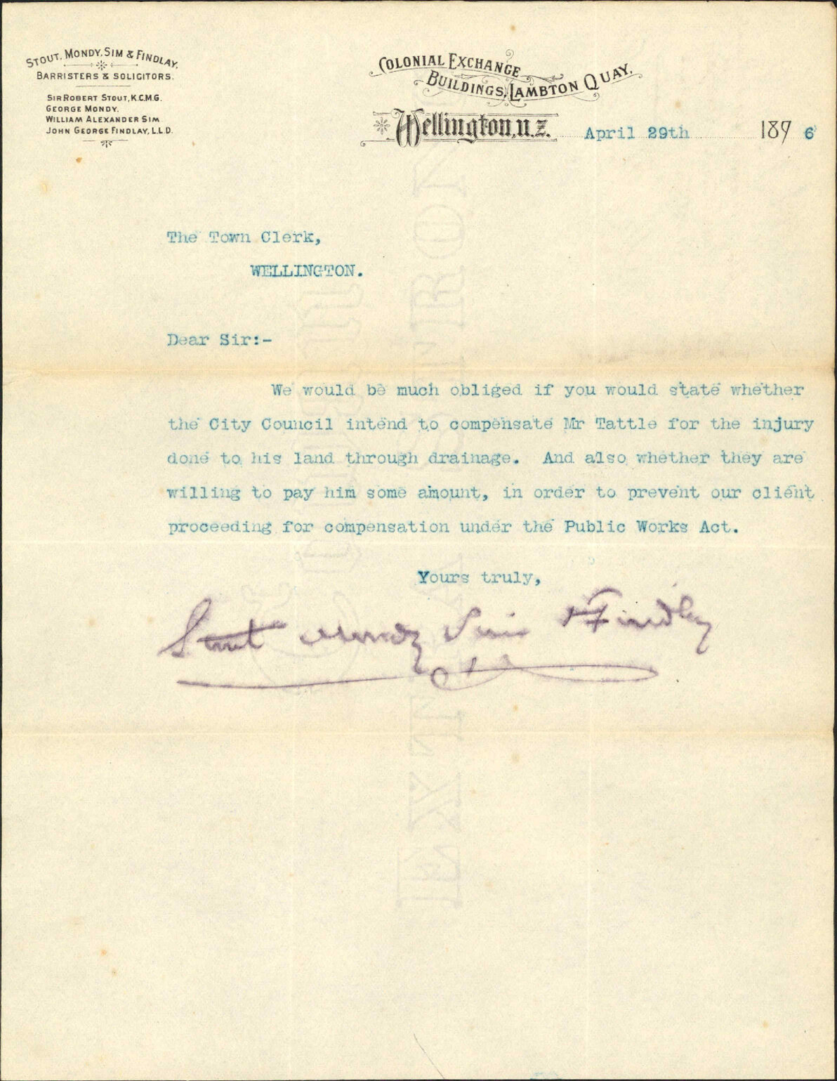 Further regarding Mr George Tattle's drain - Stout, Mondy, Sim &amp; Findlay