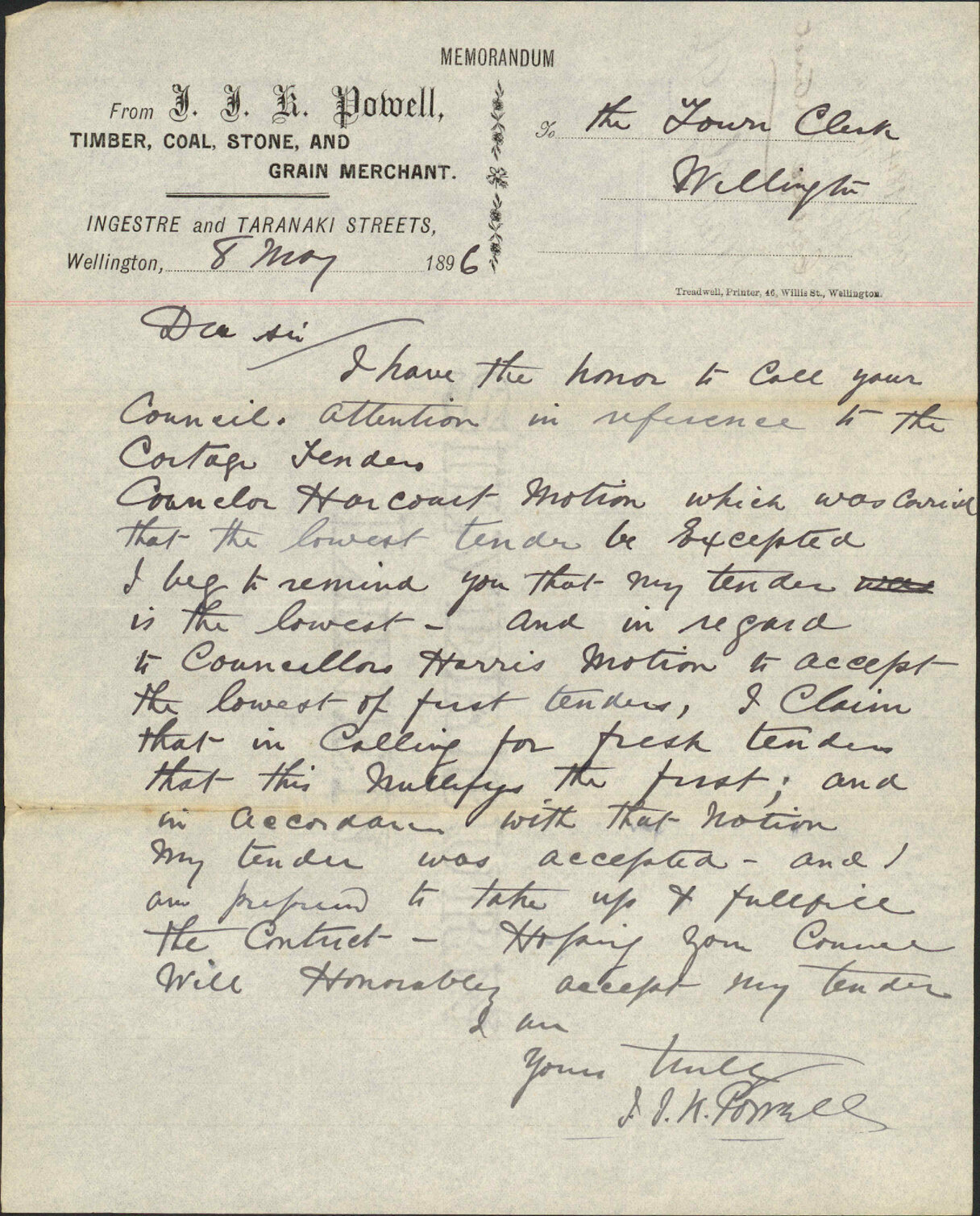 Carriage contract - J J K Powell