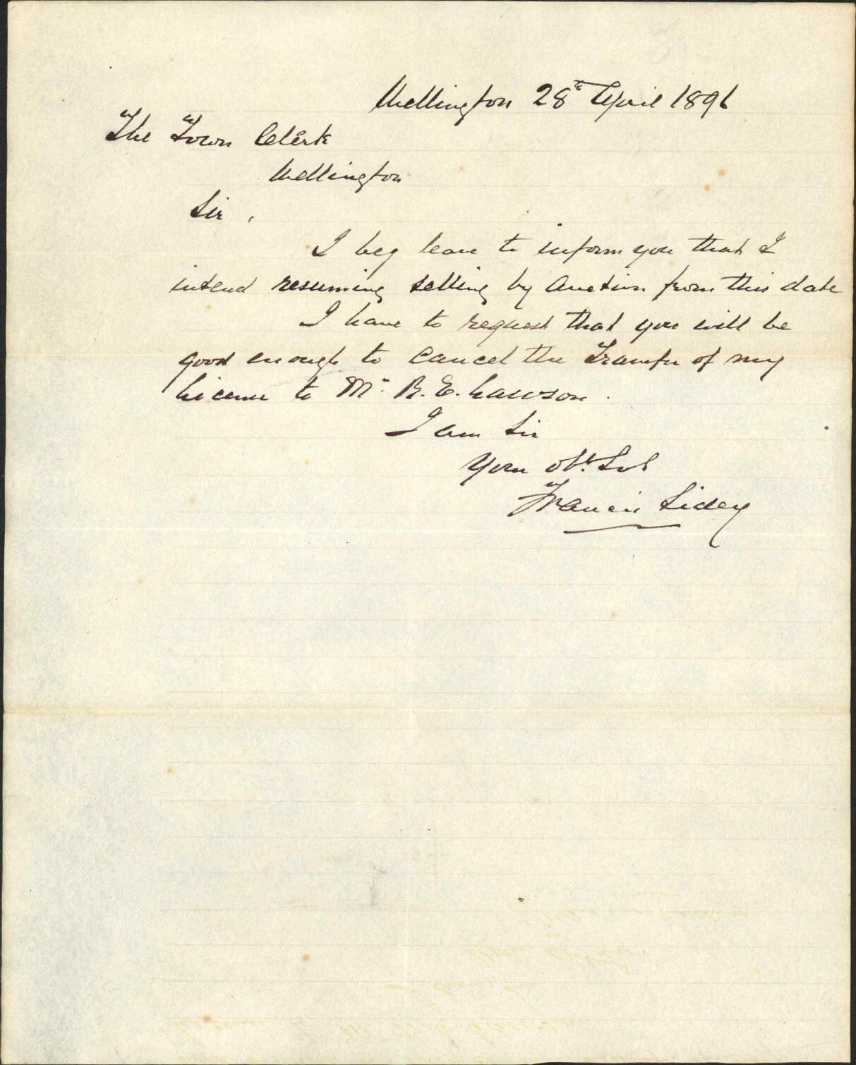 His auctioneer's license - Francis Sidey