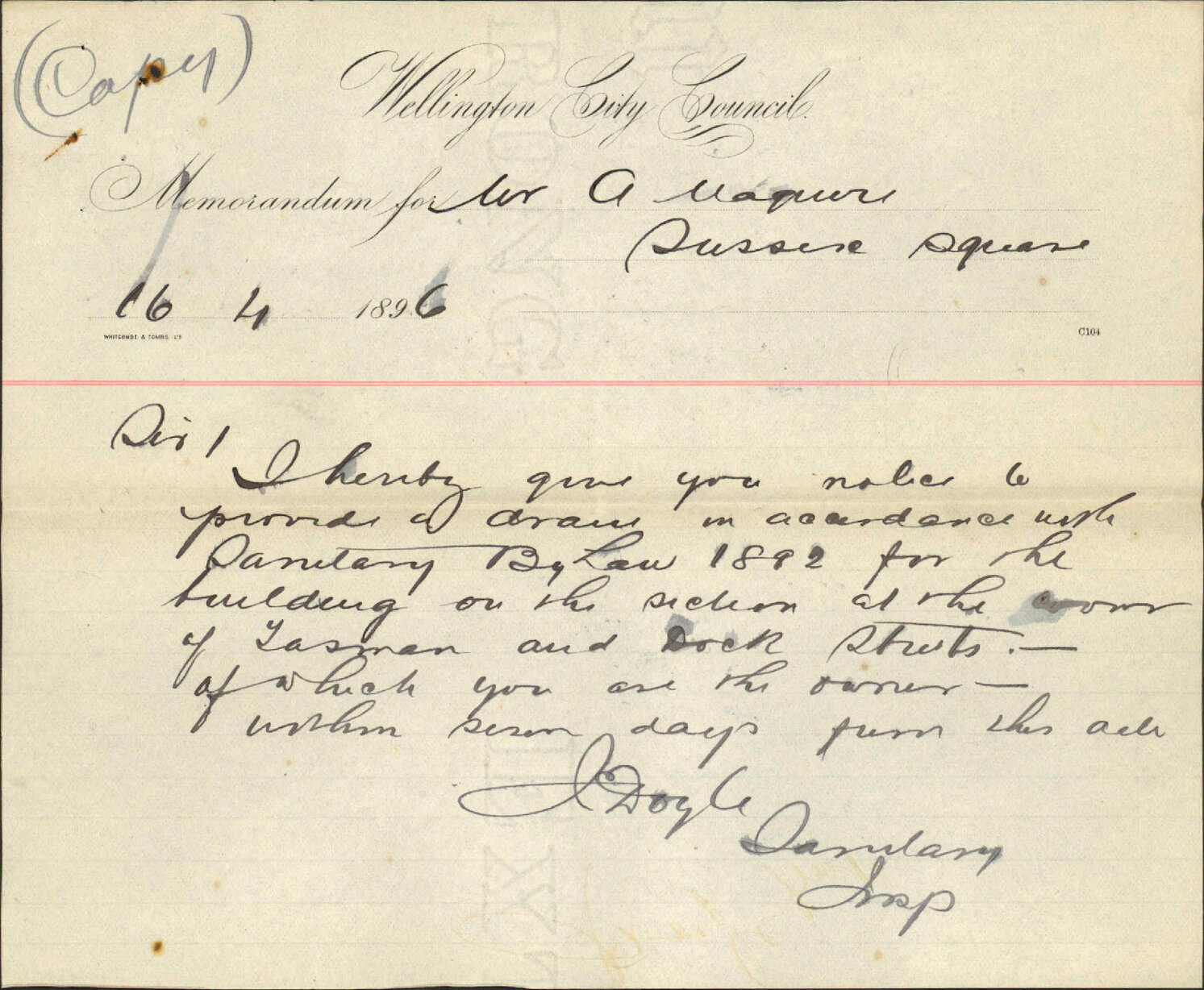 A Maguire (notice to abate nuisance) - Inspector of Nuisances