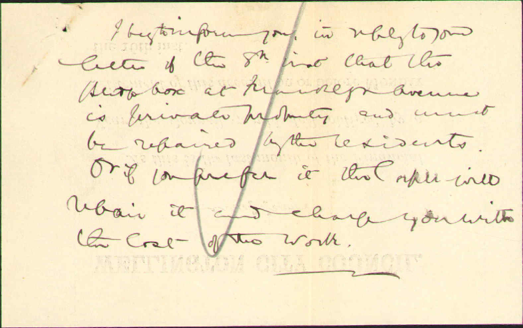 Bridge box at Franklyn Avenue - Mrs Carrick
