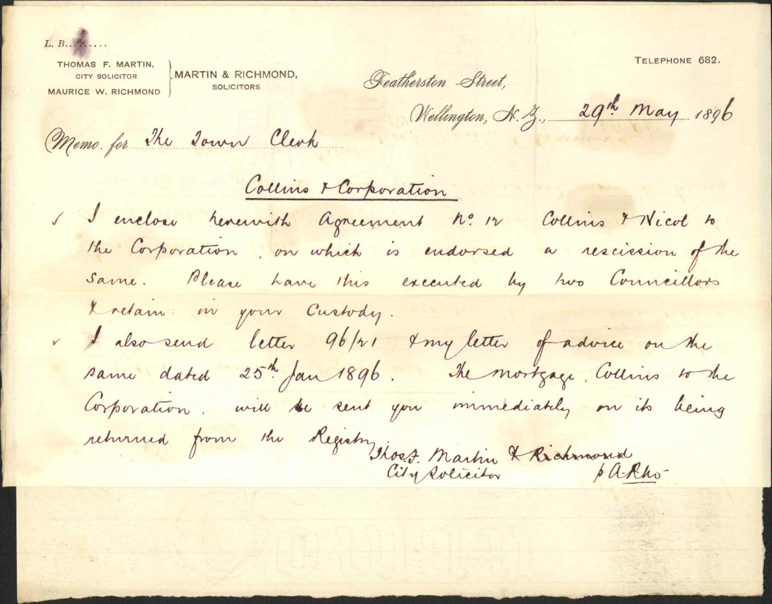 Mr J Collin's drainage deed - City Solicitor