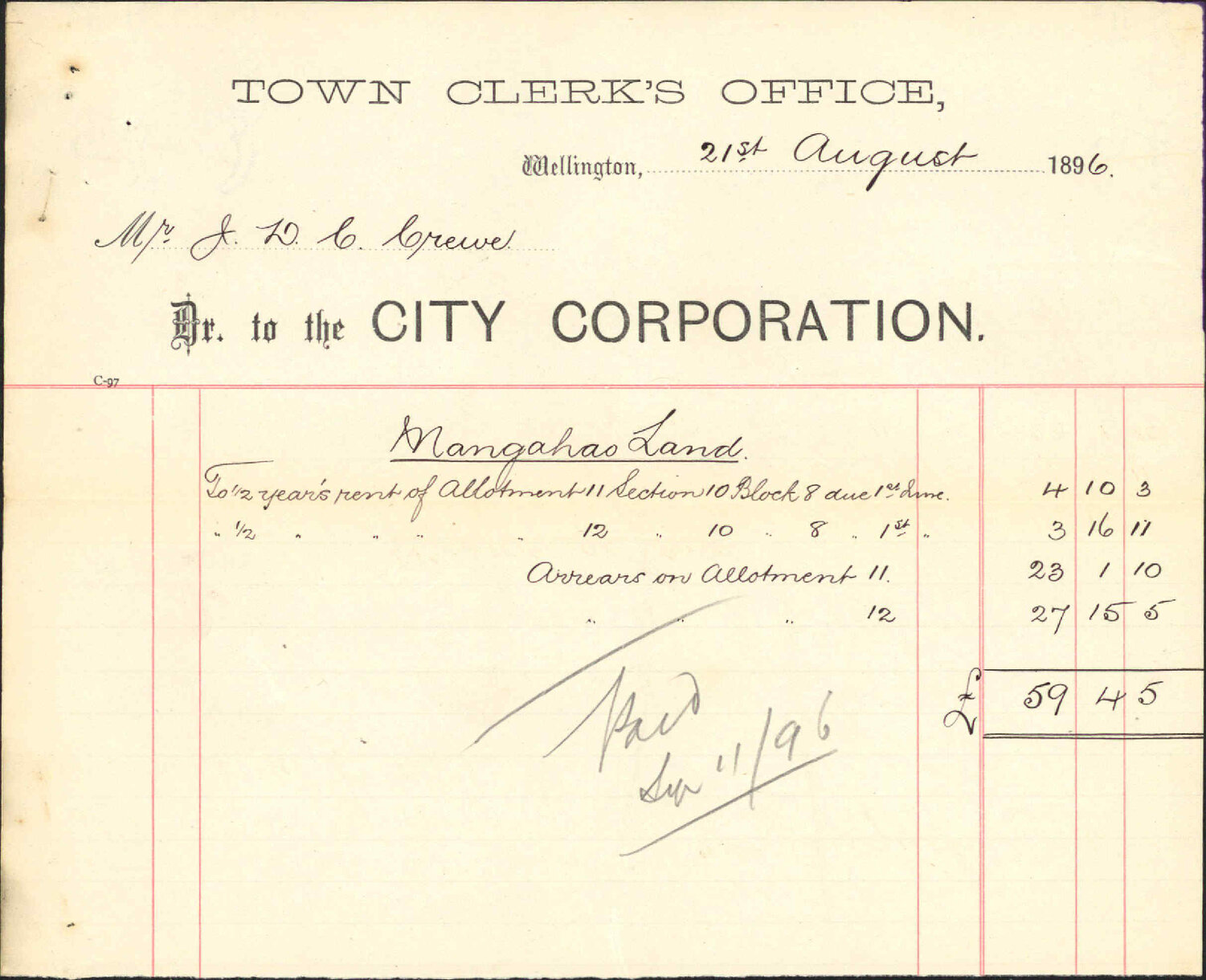 Land at Pahiatua, Coe to Crewe - W Tosswill