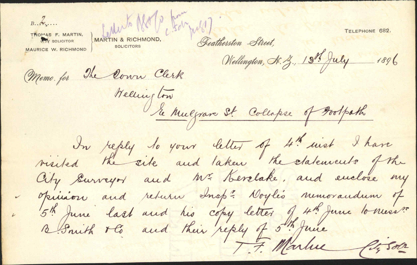 Footpath at south end of Mulgrave Street - Inspector of Nuisances