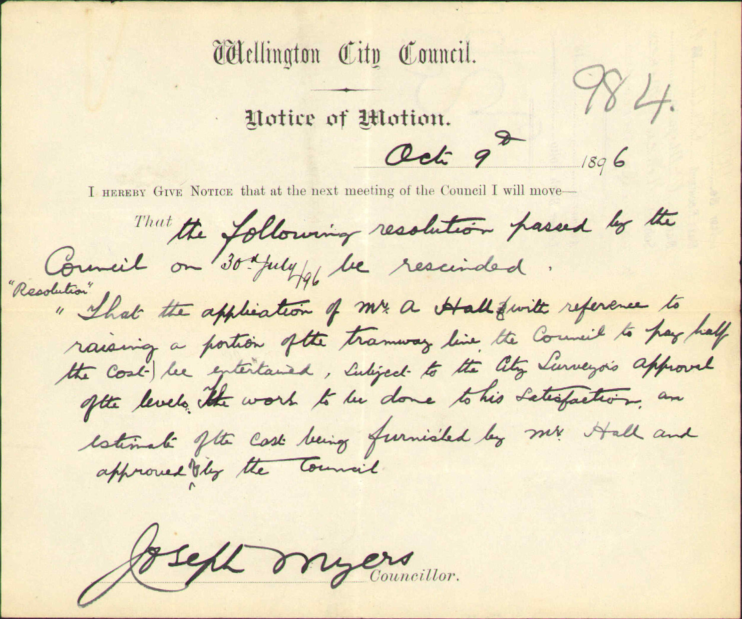 Notice of motion, Terrace Gaol as a University site - Councillor Devine
