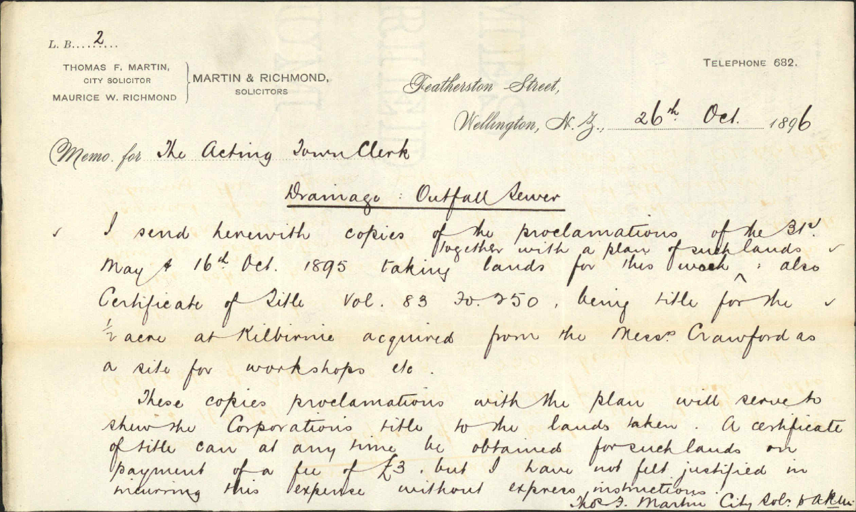 Documents regarding drainage outfall sewer - City Solicitor