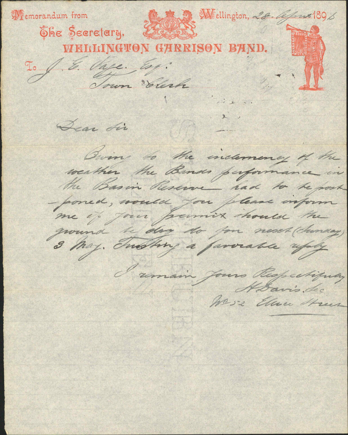 Use of Basin Reserve - Wellington Garrison Band